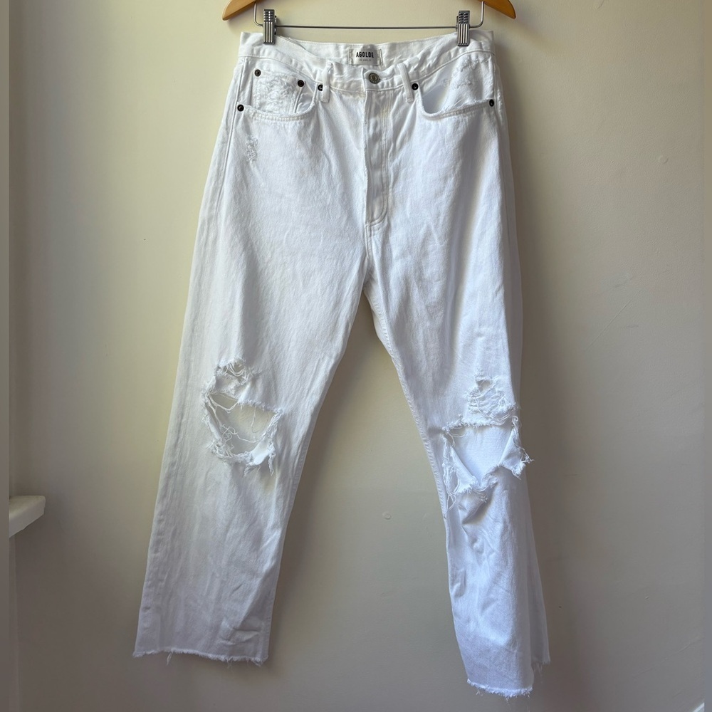 Agolde 90s Distressed White Crop Jeans​ - Picture 7 of 15